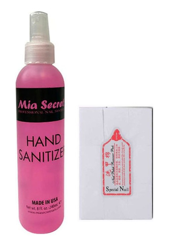 Pack Sanitizador De Uñas Mia Secret+toallitas Sin Peluza 