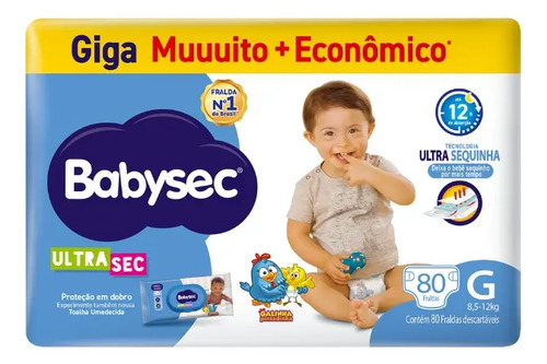 Fralda Babysec Ultra Giga G 80 Unidades Grande (g) Sem Gênero