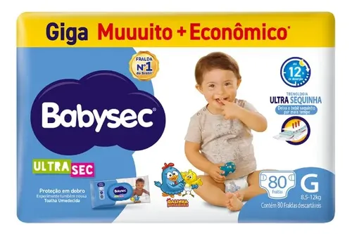 Fralda Babysec Ultra Giga G 80 Unidades Grande (g) Sem Gênero - R$ 86,89