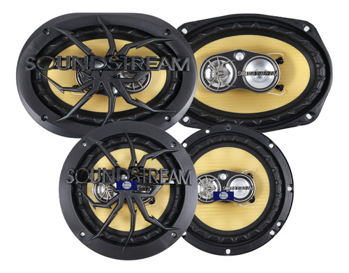 Paquete De Bocinas 6.5 Y 6x9 Soundstream Carbono Pro Kevlar 