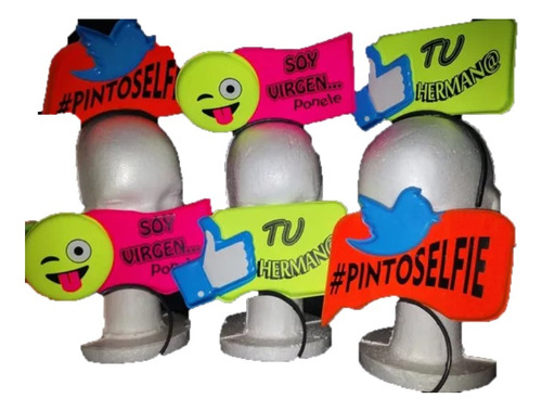 Vinchas Fluo Redes Sociales Pack X 6