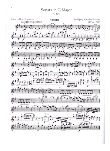 W.a. Mozart: Sonata In G Major K.301 For Violin And Piano.