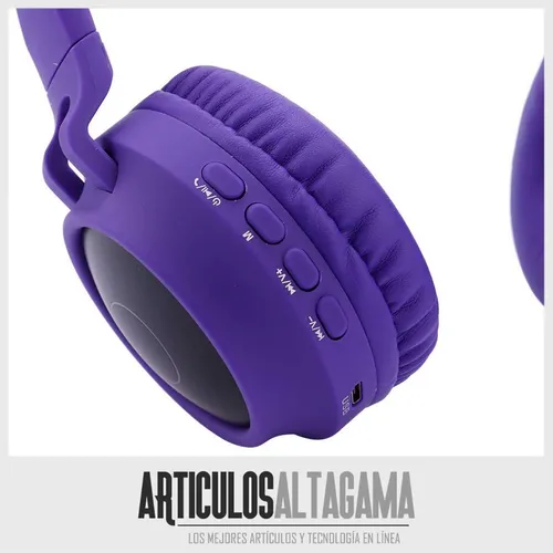 Audífonos diadema bluetooth fm micro online orejas de gato y luces
