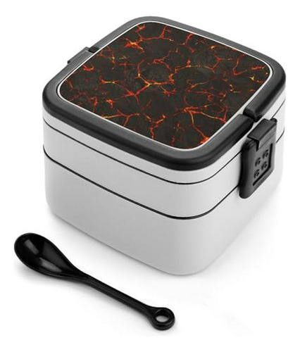 Volcano Bento Box - Fiambrera Portátil Para Adultos Con 2 Co