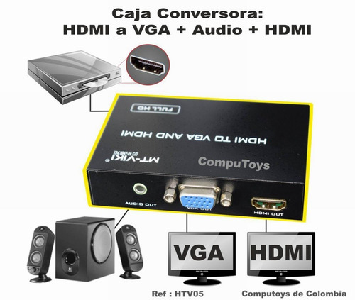 Imagen 3 de 7 de Caja Conversora: Hd A Vga+ Audio+ Hd Ref Htv05 Computoys Sas