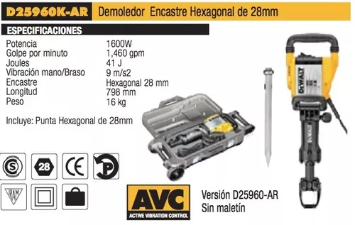 Martillo demoledor 1600W-16Kg