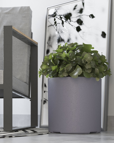 Maceta Plástica Rotomoldeada Cilíndrica N 30 Moderna Amalfi Color Gris Grafito