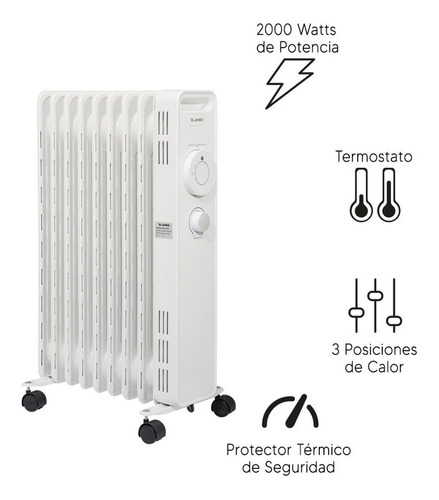 Radiador eléctrico James RA 2000 W G2 negro 220V