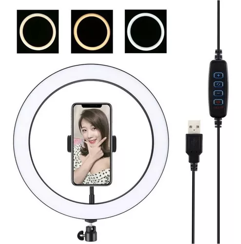 Aro de Luz Kit con Soporte para Celular (26cm) USB