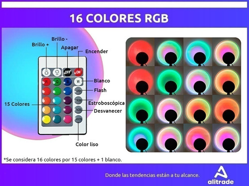 Imagen 4 de 10 de Lampara Proyector Atardecer 16 Colores Sunset Control Usb