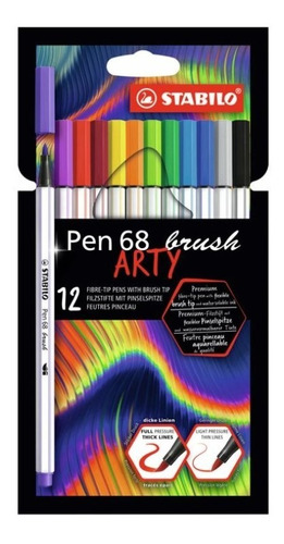 Set 12 Marcadores Punta Pincel Stabilo Pen 68 Brush Arty