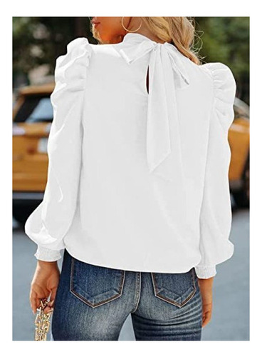 Camisa De Mujer Cuello Vuelto Manga Larga Abullonada Otoño