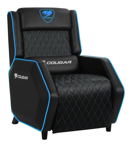 Imagen 2 de 4 de Silla de escritorio Cougar Ranger gamer negra y celeste con tapizado de cuero sintético
