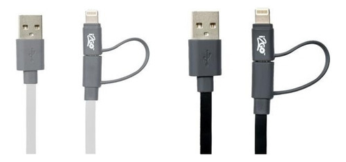 Cabo I2go Duo Duplo iPhone (lightning) E Android (micro Usb) Cor Preto