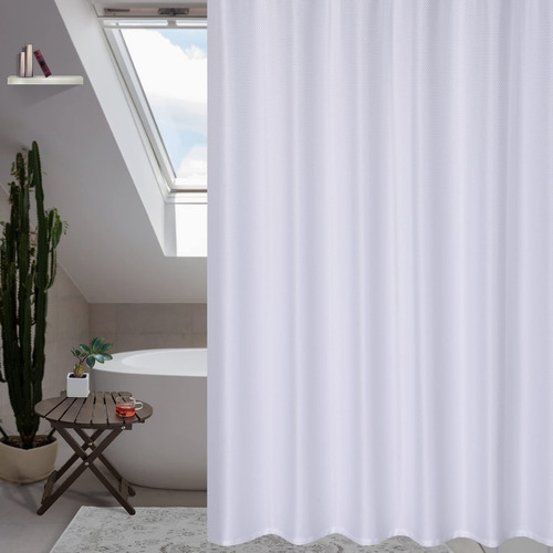 Glowsol Cortina Ducha Blanca Suave Bordada Tela Resistente X