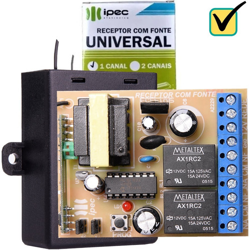 Receptor Universal 433mhz 1 E 2 Canais Com Fonte 2a