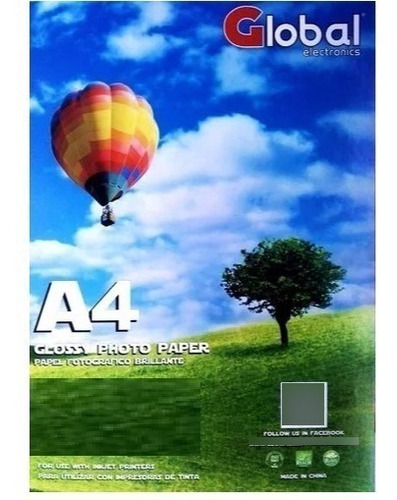 Papel Fotografico Glossy 140g A4 Brillante 50 Hojas Global