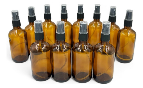 Frasco De Vidrio Ambar De 120ml Con Atomizador 18 Pza