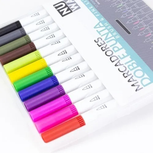 Marcadores Nuwa Doble Punta Brush Fine X 12 Unidades