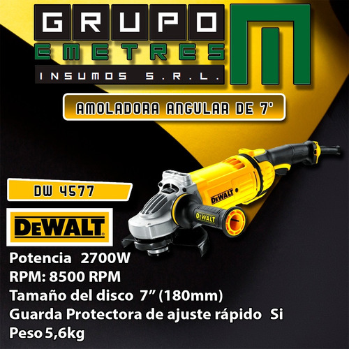 Amoladora Angular Dewalt De 180mm (7 ) De 2700w Dw4577