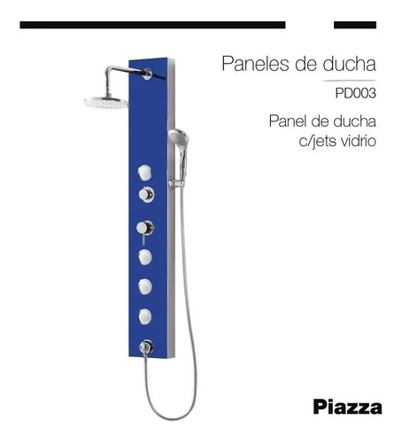 Imagen 2 de 5 de Panel Ducha Piazza Pd003 Escocesa Jets Direccionables Vidrio