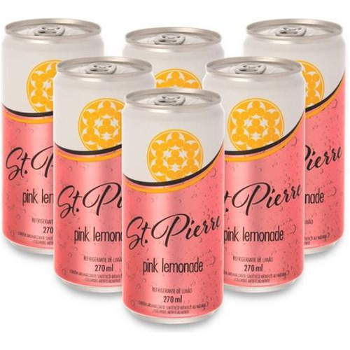 Kit 6 Agua Tônica St Pierre Pink Lemonade Lata 270ml