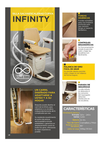 Silla Salvaescalera Infinity | Curva- Nuevos C-gtia 24 Meses