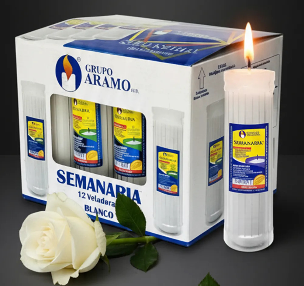 Aramo® | Veladora Semanaria® | Ecológica® | Blanca | 12 Pzs. Blanco Lisa Sin Fragancia