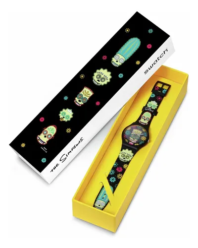 Reloj Swatch Simpsons Halloween Unisex Cuarzo Negro