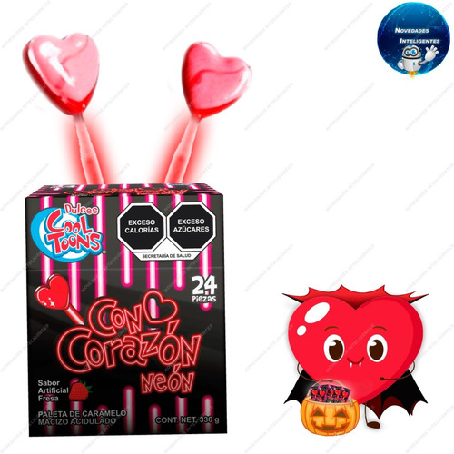 Paleta Luminosa Neón Forma De Corazón Dulce Delicioso ; )