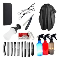 Comprar Kit Combo Barbería Tijeras Capa Set Peines Navaja Capa Negro