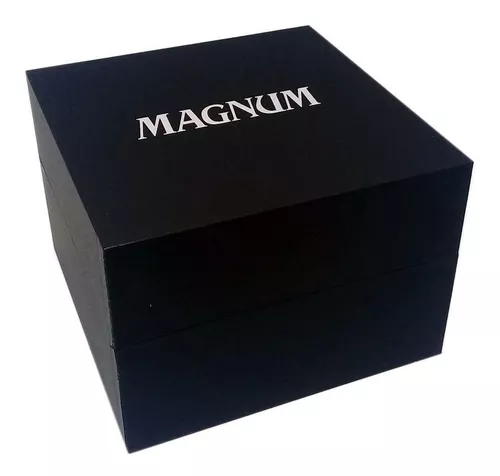 Kit Relógio Magnum Masculino com Pulseira em Couro Preta