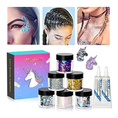 Holográfico Grueso Cuerpo Glitters Set - 6 Tarros Imethod Br