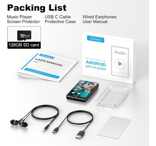 Reproductor Mp3 De 144 Gb Con Bluetooth Y Wifi, Android 1...