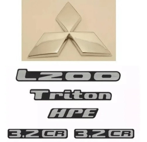 Kit Emblema L200 Triton Hpe 3.2cr + Logo Traseiro Triton