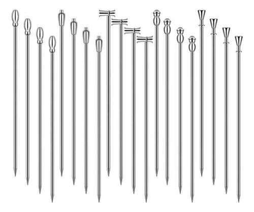 Palillos Para Coctel, Acero Inoxidable, 20 Unidades