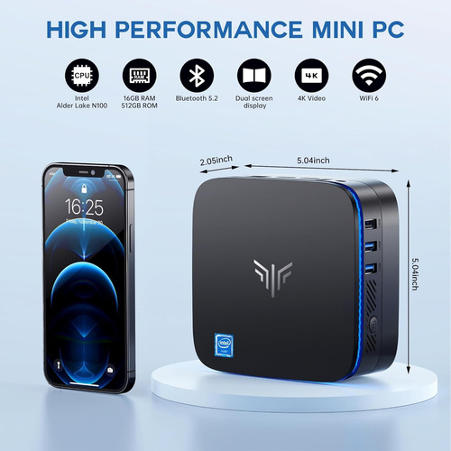 Cpu Ak1 Mini Pc Procesador N100 12va Gen/16gb Ram/500gb M.2