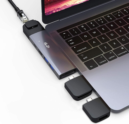 Adaptador Hub Macbook Pro Hdmi Rj45 Usb 3.0 Sd/microsd Usbc