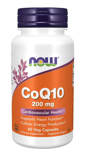 Coenzima Coq10 200mg Now Foods 60 Veg Caps Importado Eua/usa