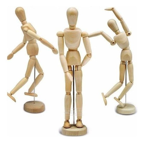 Boneco Manequim Articulado De Madeira 14 Cm
