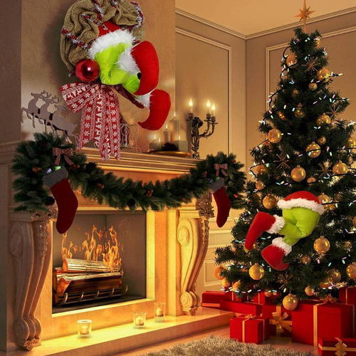 Para Corona De Felpa Navideña Grinch Para Decoración De