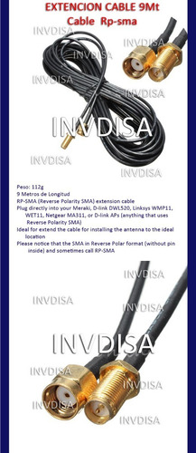 Extensión Cable 9 Metros Antena Conector Rp-sma Wifi Router (Usado)