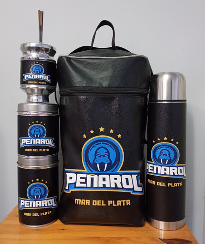 Equipo De Mate Set Matero Peñarol Mar Del Plata. Ecocuero