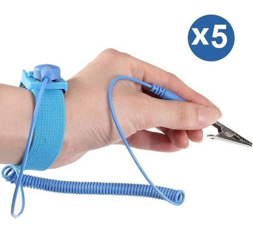 Pack De 5 Pulseras Antiestática, Incluye Cable Y Caimán