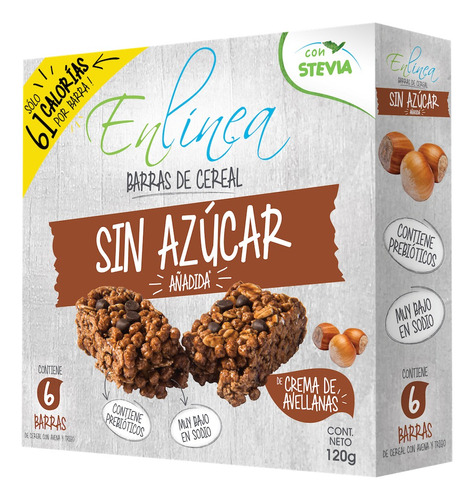 Barra Cereal En Línea Sin Azúcar Crema Avellanas 6un De 20g