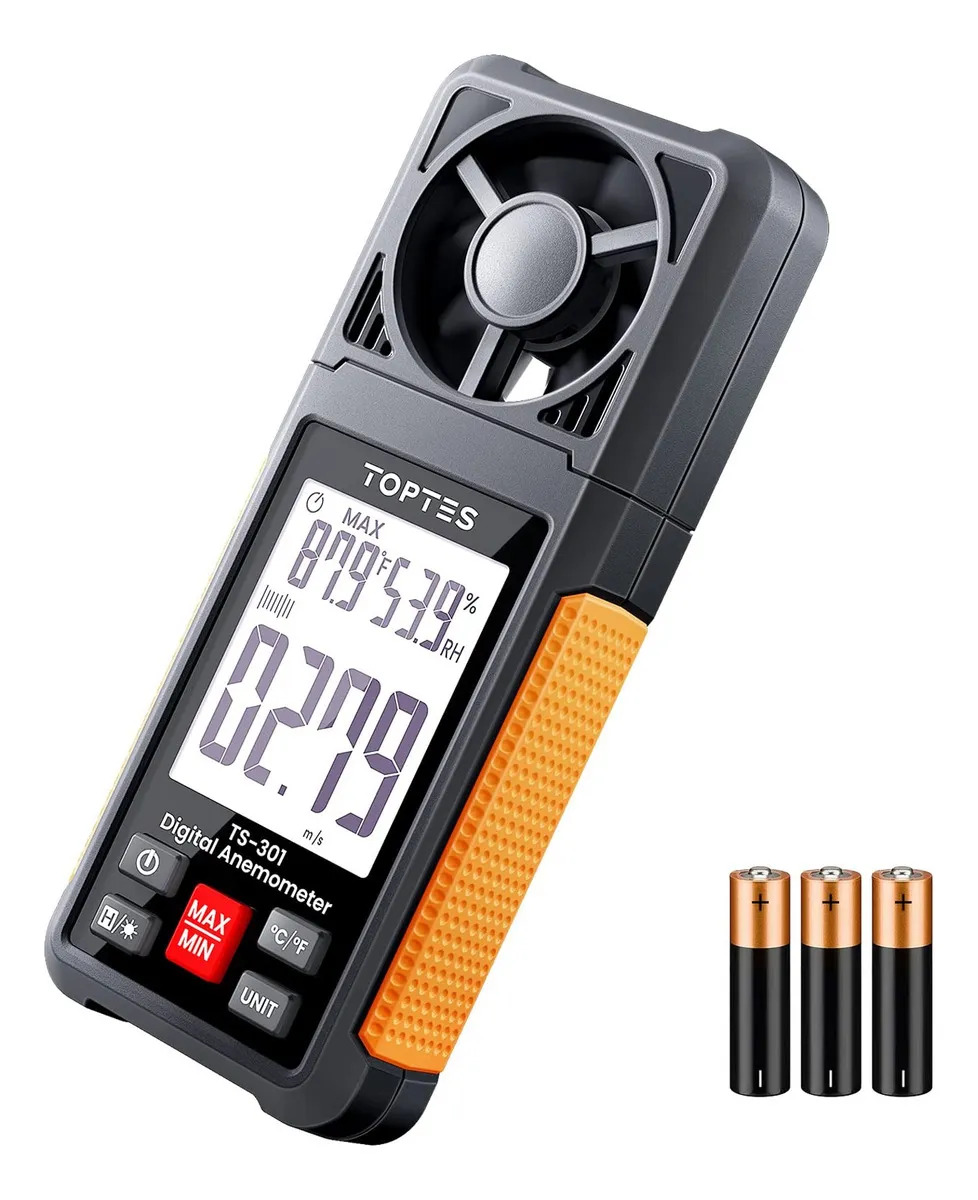 Anemómetro Digital para Viento, Temperatura y Humedad con Pantalla LCD Retroiluminada