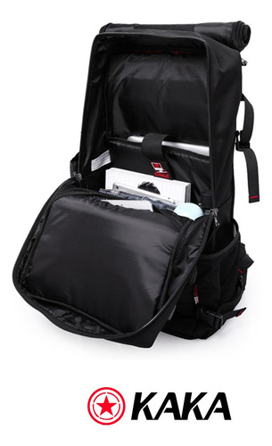 Mochila urbana Kaka 2070 color negro diseño lisa 40L