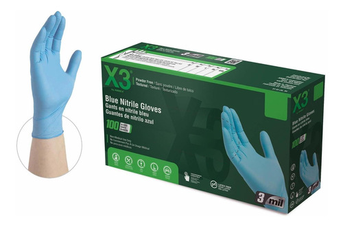 Guantes De Nitrilo Ammex X3, 100/caja, Desechables, Sin Polv