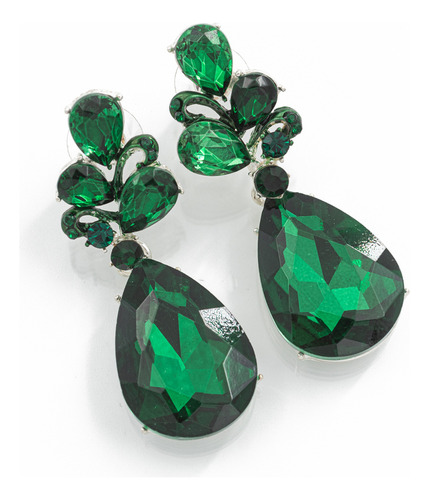 Aros Aretes Fiesta Piedras Strass Verde. Pasantes Colgantes