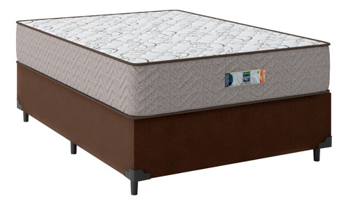 Cama Box Casal Colchão Espuma D33 Marrom Max 138x188x70cm